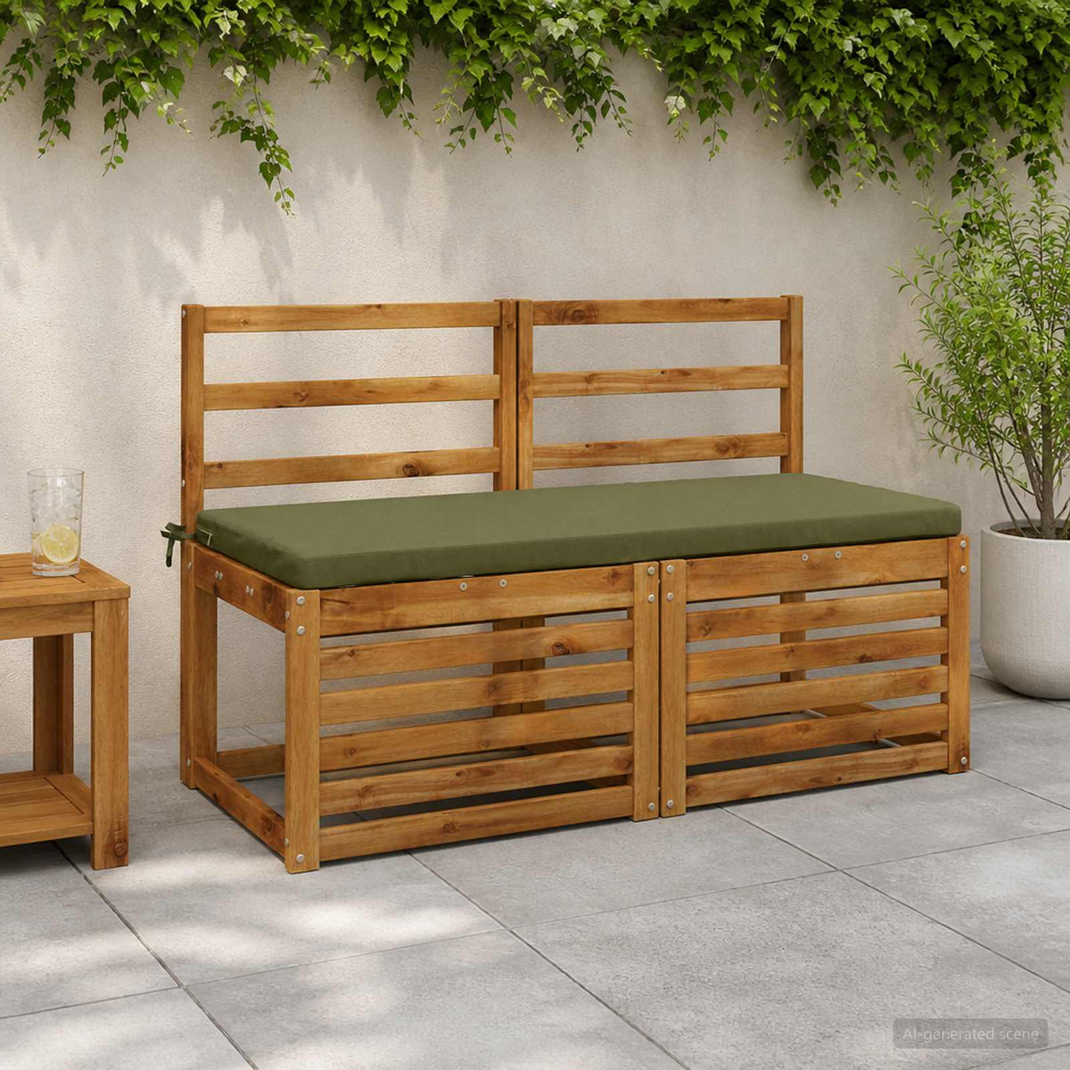 Bench Cushion SOEST 100% Polyester Olive Green 110 x 50 x 5 cm