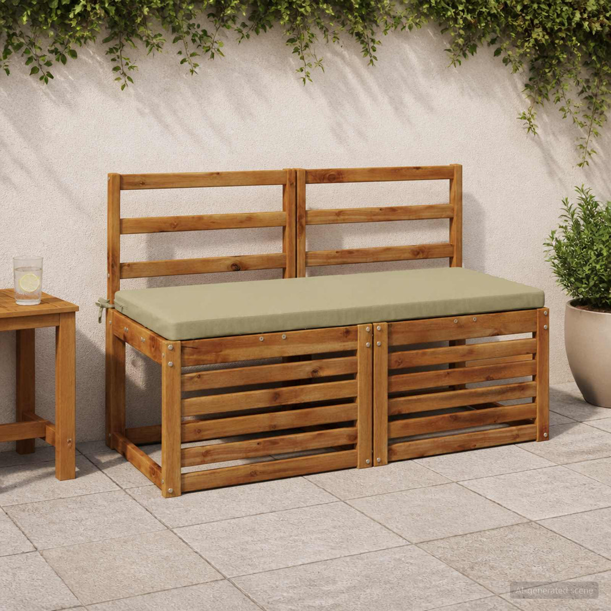 2-Piece Bench Cushions SOEST 2 pcs 100% Polyester Light Green