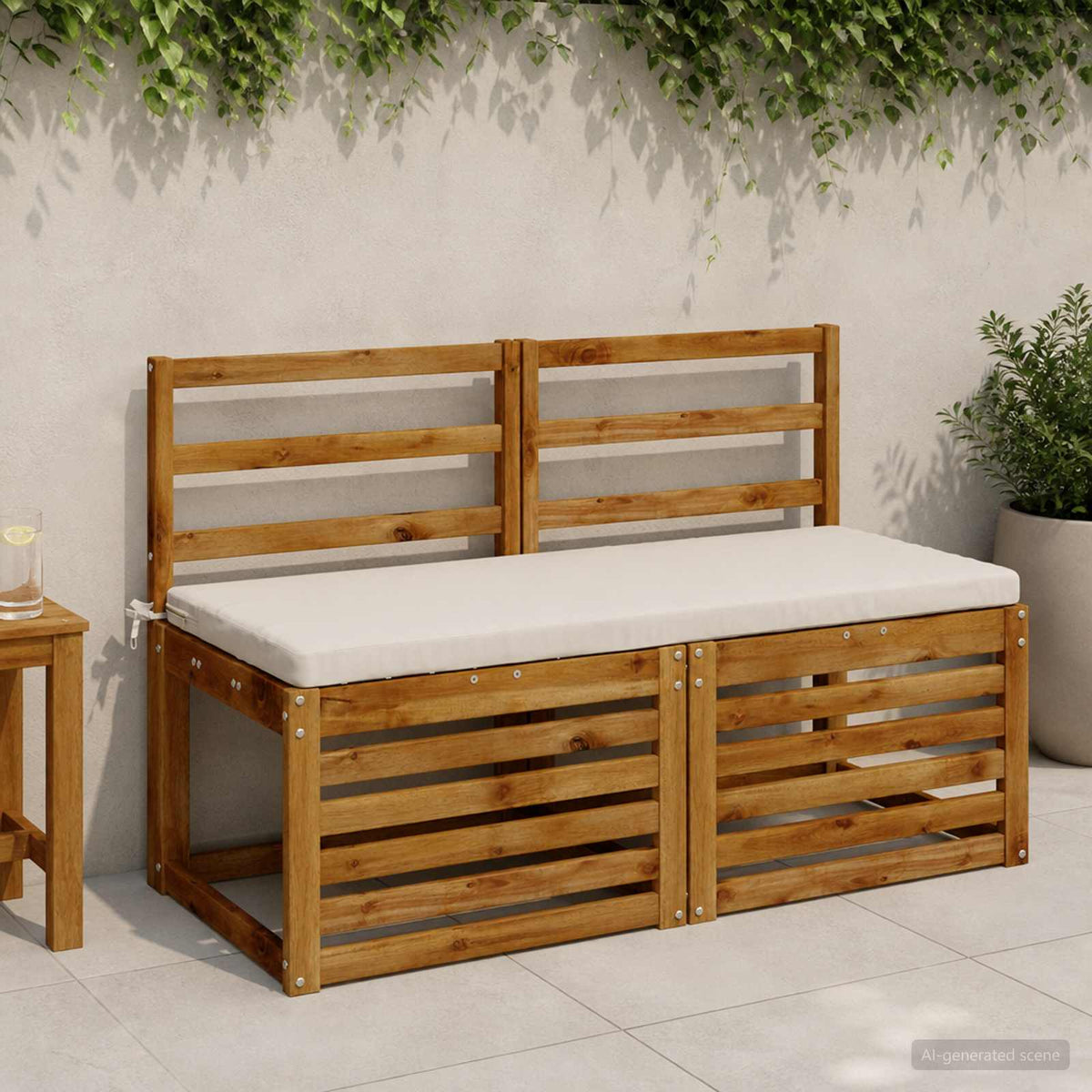 Bench Cushions SOEST 2 pcs 100% Polyester White 110 x 50 x 5 cm