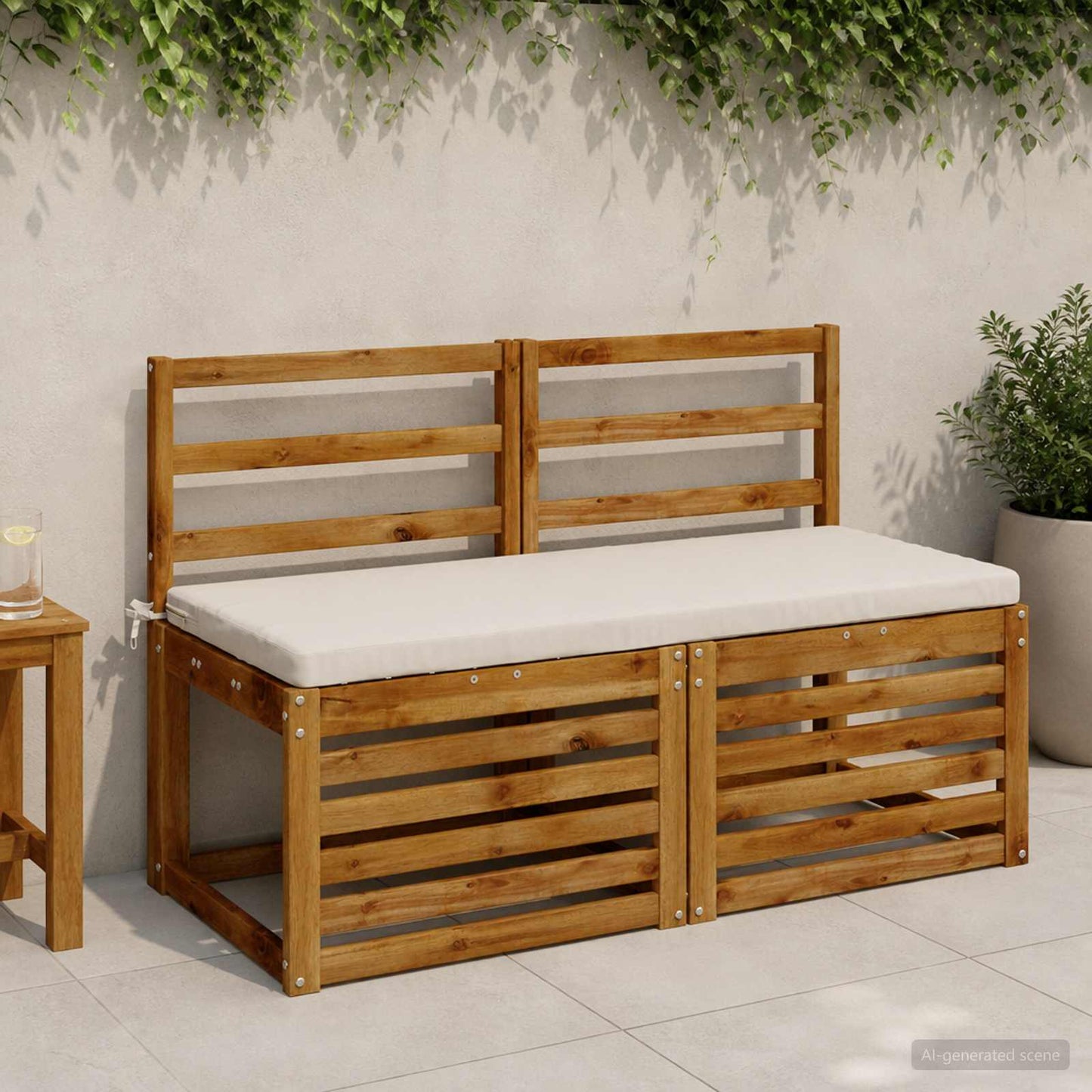 Bench Cushion SOEST 100% Polyester White 110 x 50 x 5 cm
