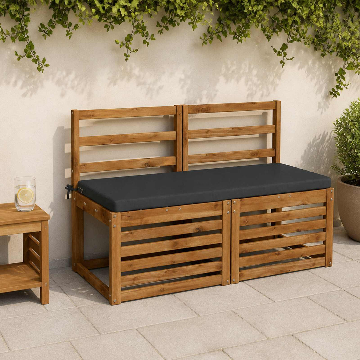 Bench Cushions SOEST 2 pcs 100% Polyester Dark Blue