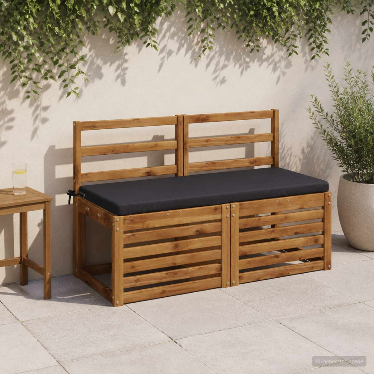 Bench Cushion SOEST 100% Polyester Dark Blue 110 x 50 x 5 cm