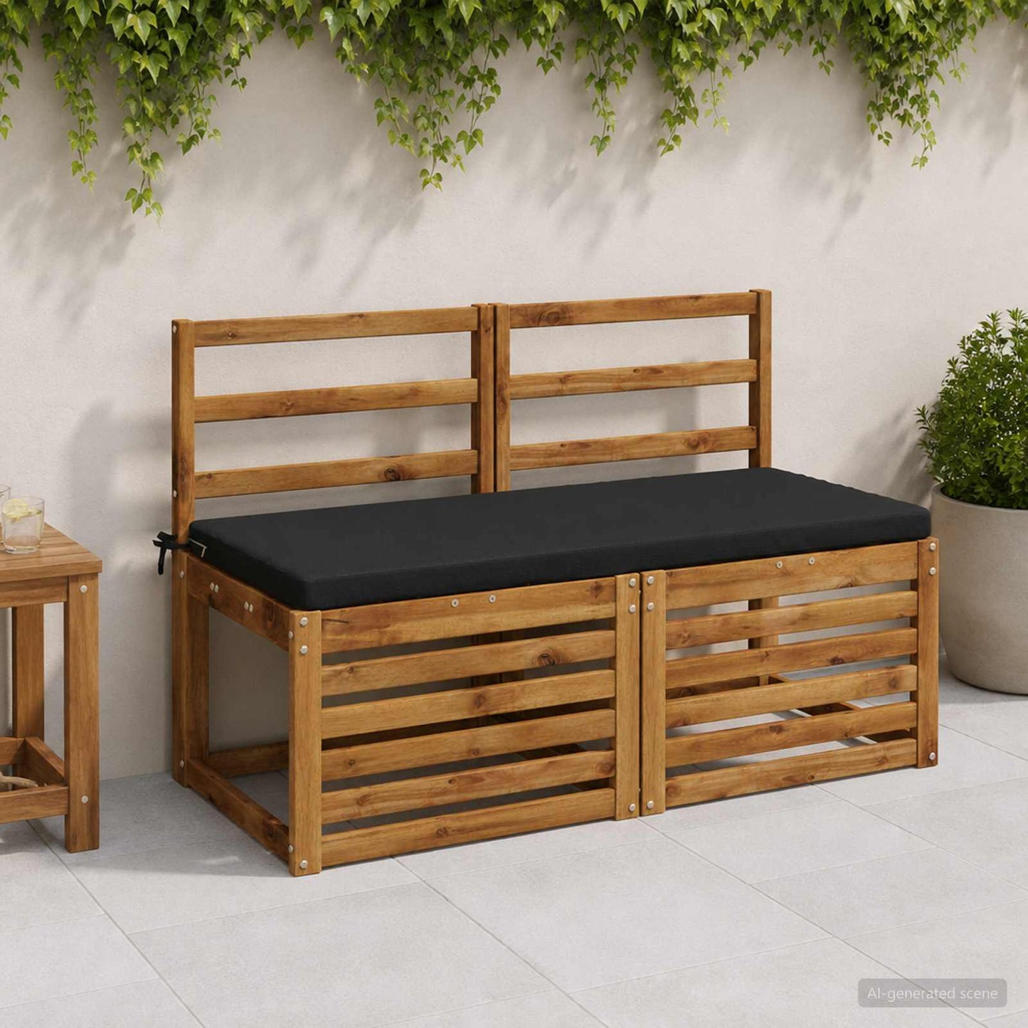 2-Piece Bench Cushions SOEST 2 pcs 100% Polyester Black