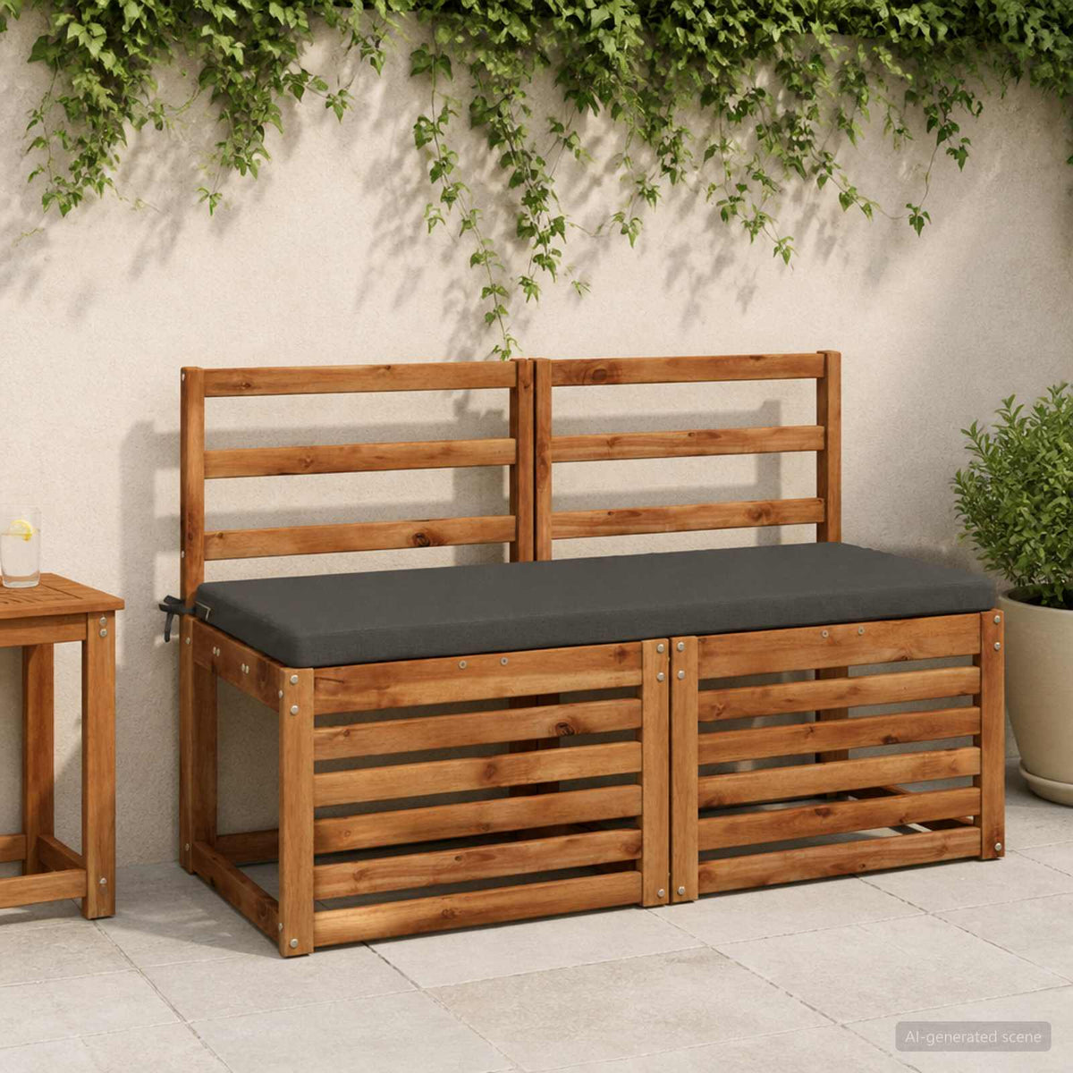 Bench Cushion SOEST 100% Polyester Anthracite 110 x 50 x 5 cm
