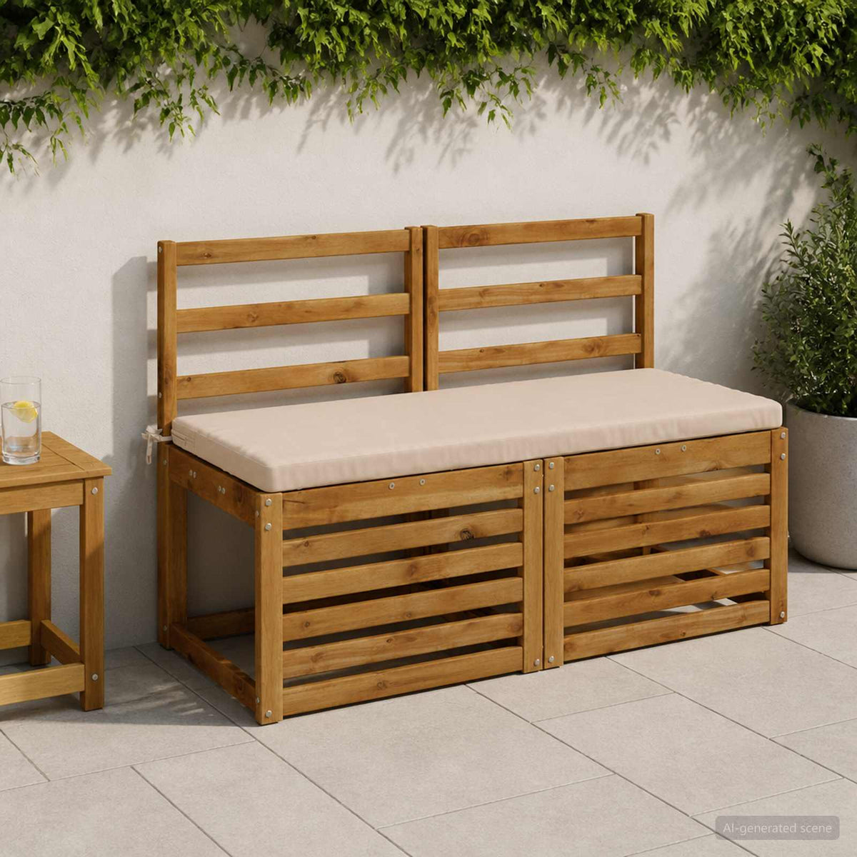 Bench Cushion SOEST 100% Polyester Cream 110 x 50 x 5 cm