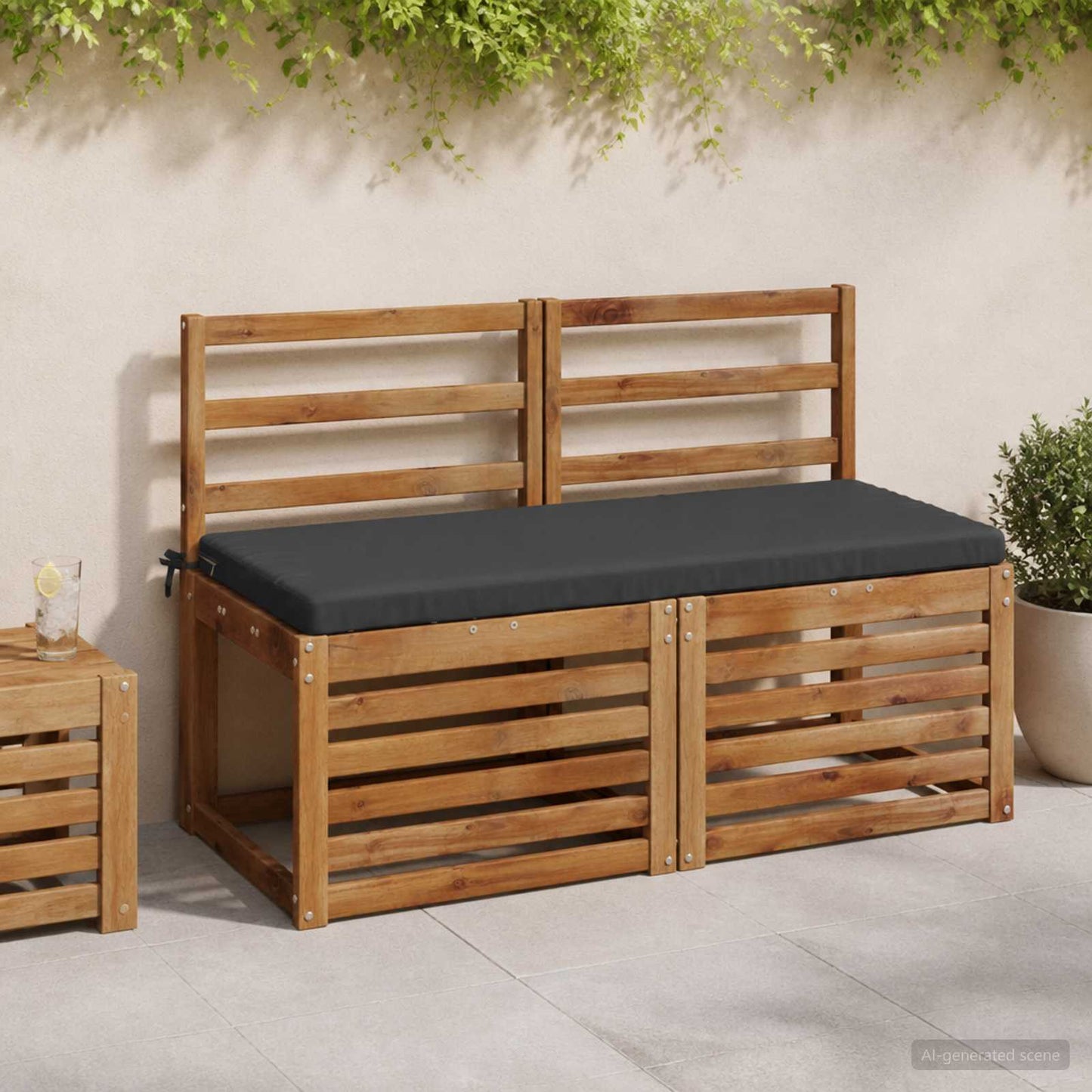 Bench Cushion SOEST 100% Polyester Anthracite 110 x 50 x 5 cm