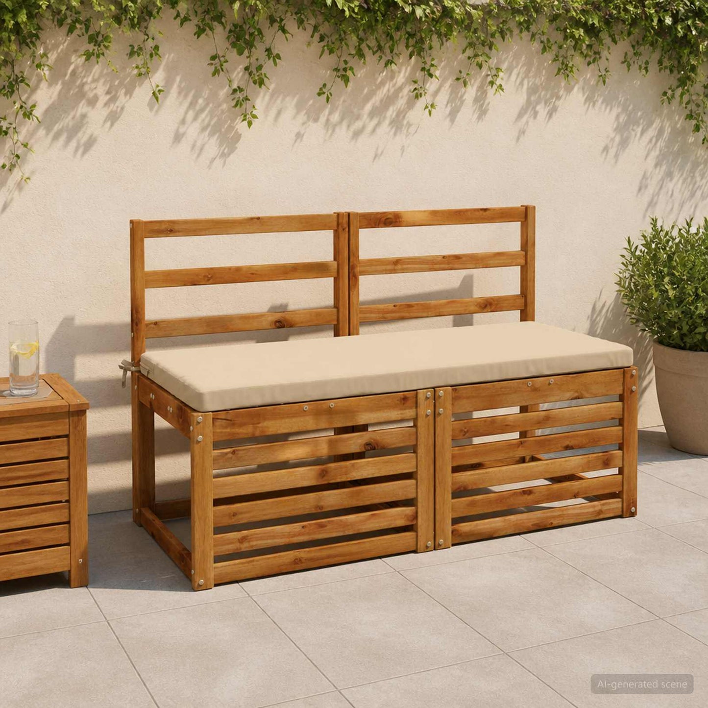 Bench Cushion SOEST 100% Polyester Beige 120 x 50 x 5 cm