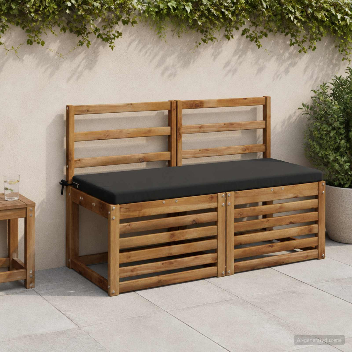 2-Piece Bench Cushions SOEST 2 pcs 100% Polyester Black