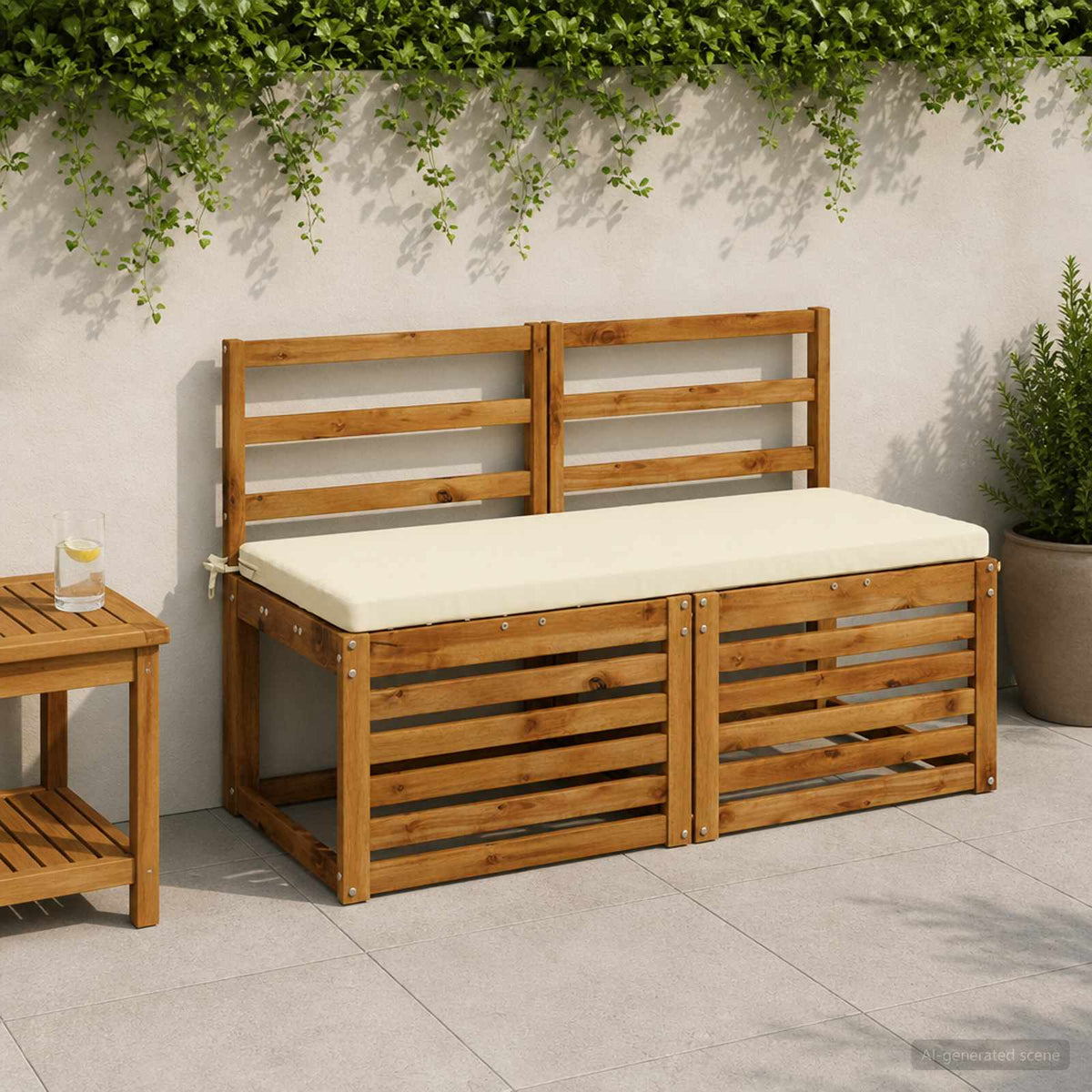 Bench Cushion SOEST 100% Polyester Cream 110 x 50 x 5 cm