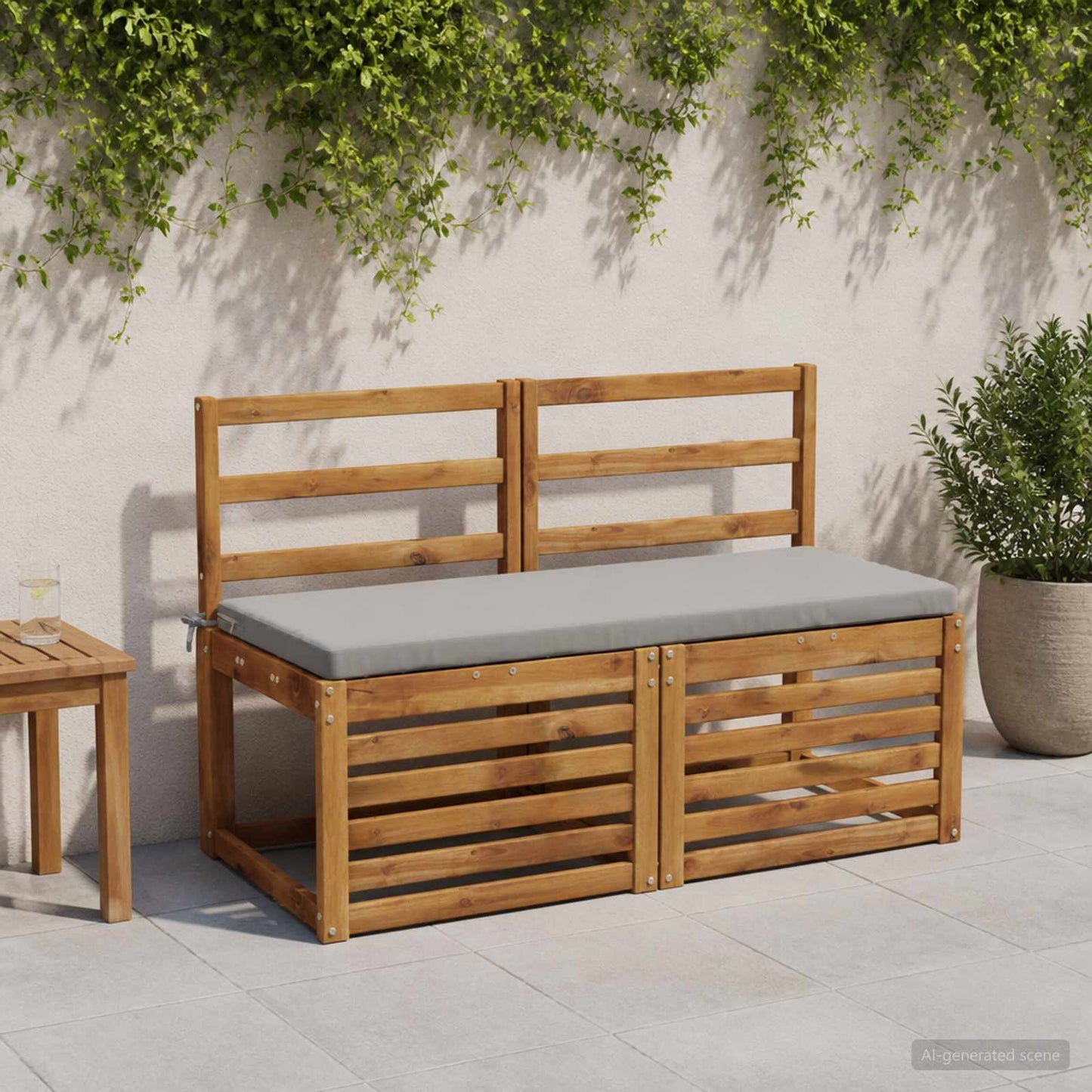 Bench Cushion SOEST 100% Polyester Grey 120 x 50 x 5 cm