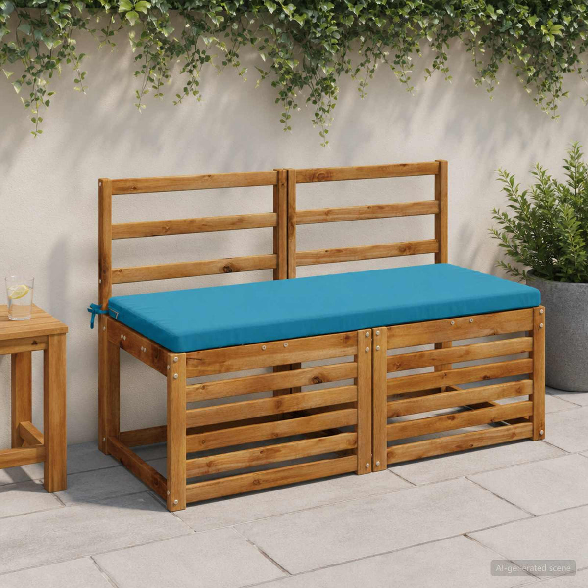 Bench Cushion SOEST 100% Polyester Light Blue 110 x 50 x 5 cm