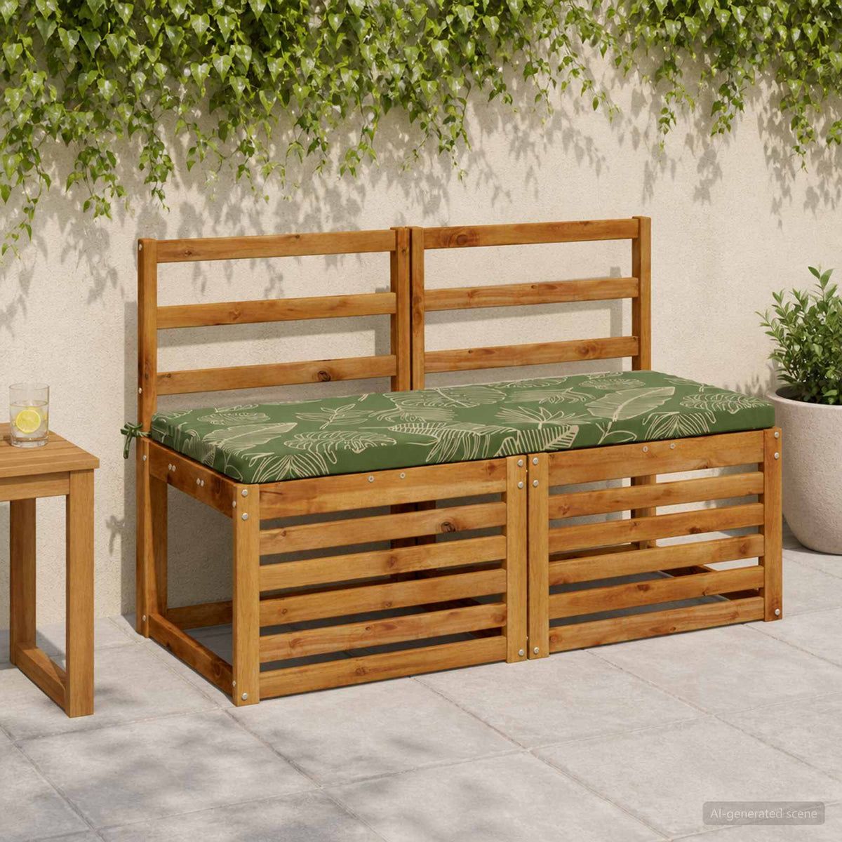 Bench Cushions SOEST 2 pcs 100% Polyester Leaf Design