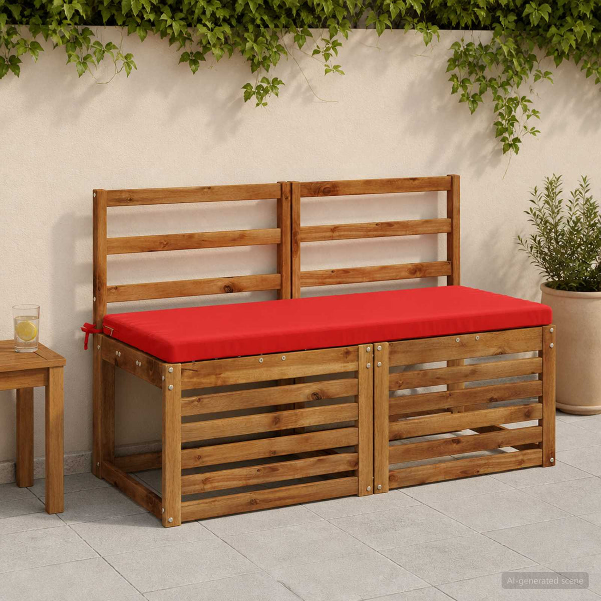 Bench Cushions SOEST 2 pcs 100% Polyester Red 110 x 50 x 5 cm
