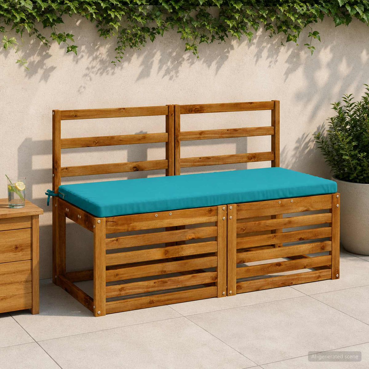 Bench Cushion SOEST 100% Polyester Turquoise 110 x 50 x 5 cm