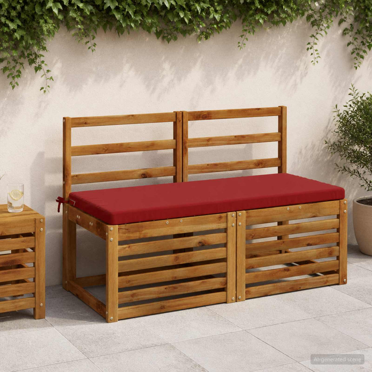 Bench Cushion SOEST 100% Polyester Wine Red 110 x 50 x 5 cm