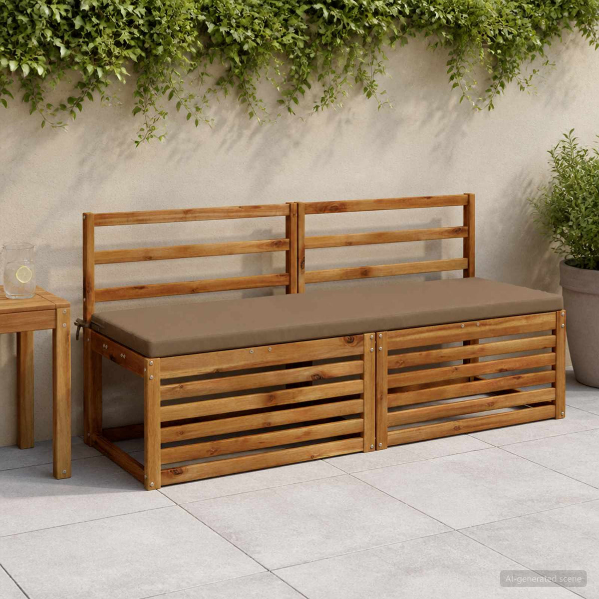 2-Piece Bench Cushions SOEST 2 pcs 100% Polyester Taupe
