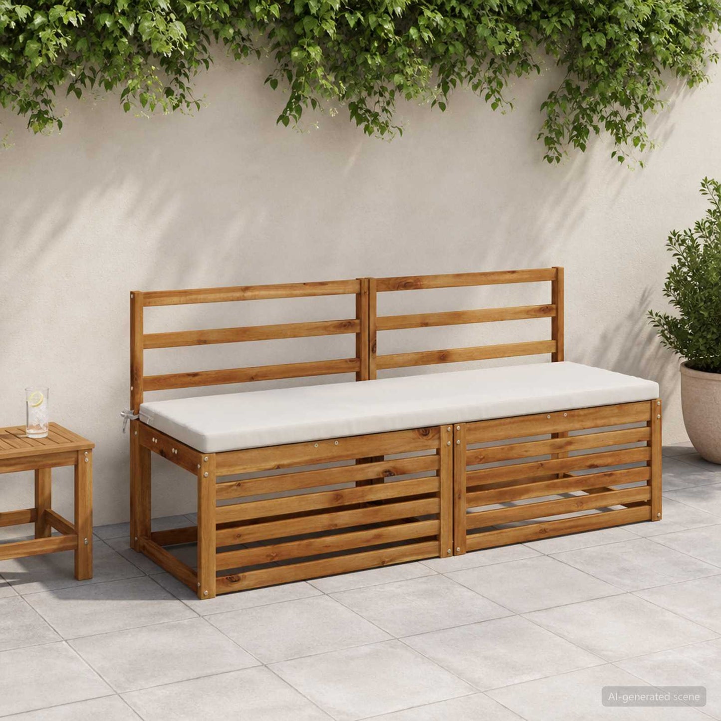 Bench Cushion SOEST 100% Polyester White 140 x 50 x 5 cm