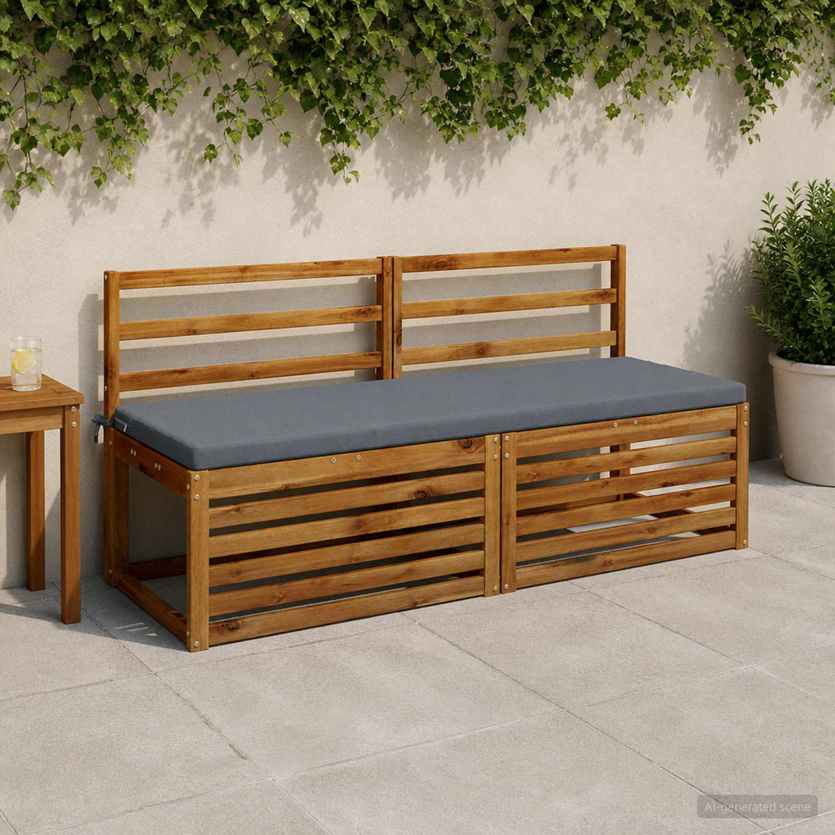 Bench Cushion SOEST 100% Polyester Blue 140 x 50 x 5 cm