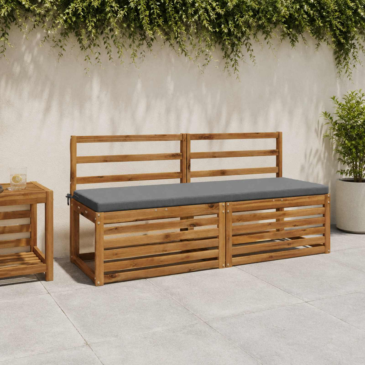Bench Cushions SOEST 2 pcs 100% Polyester Grey 150 x 50 x 5 cm