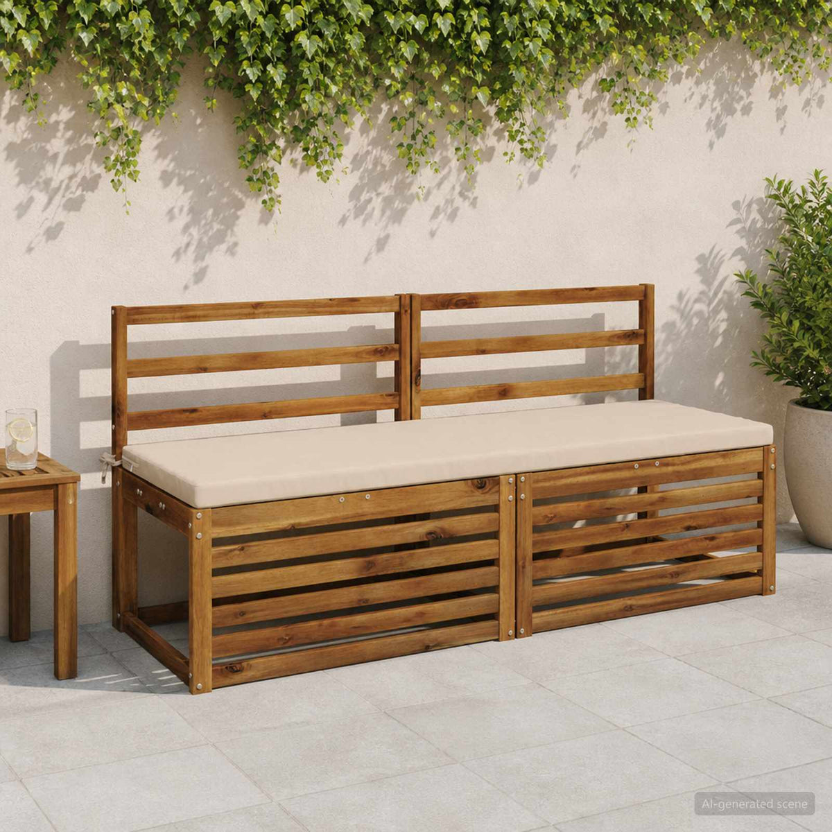 Bench Cushion SOEST 100% Polyester Cream 140 x 50 x 5 cm