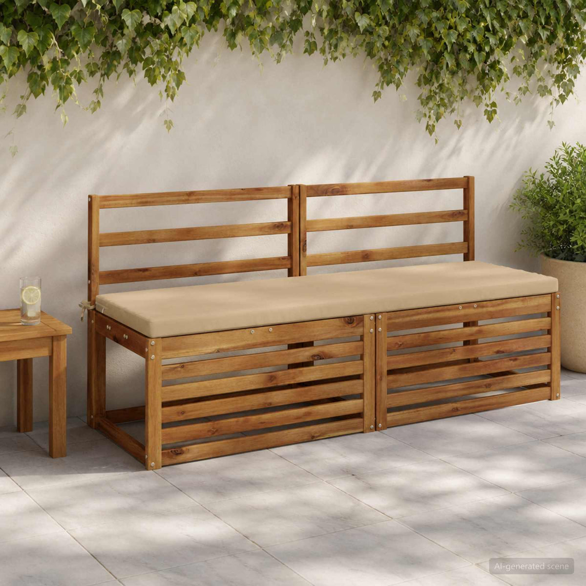 Bench Cushions SOEST 2 pcs 100% Polyester Beige 150 x 50 x 5 cm