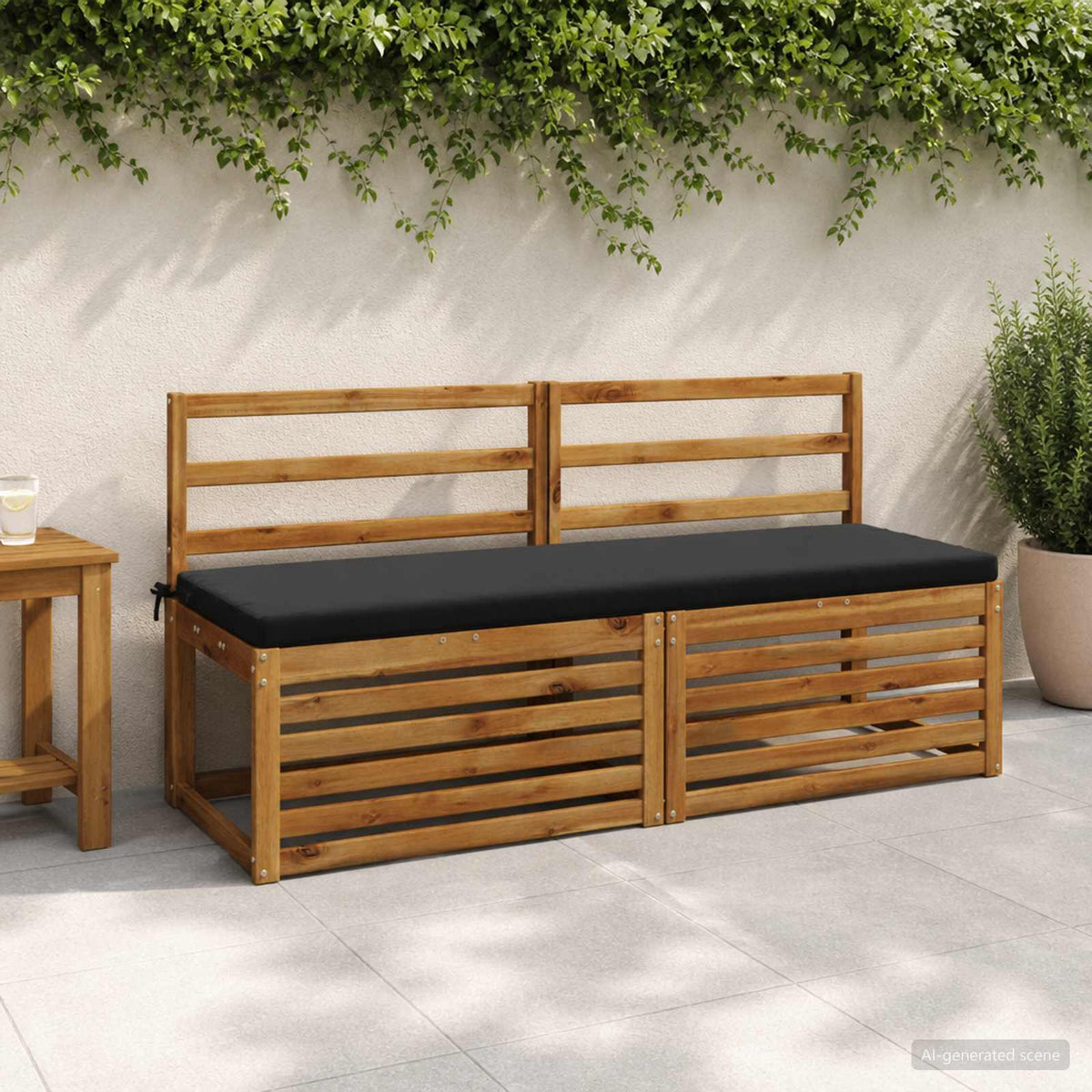Bench Cushions SOEST 2 pcs 100% Polyester Black 150 x 50 x 5 cm