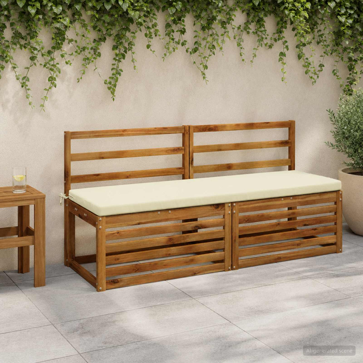 Bench Cushions SOEST 2 pcs 100% Polyester Cream 140 x 50 x 5 cm