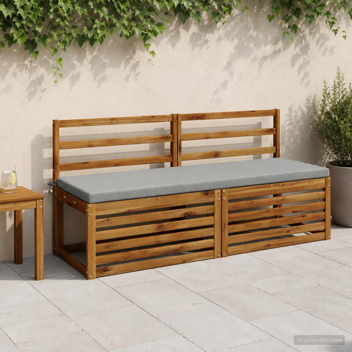 Bench Cushion SOEST 100% Polyester Grey 140 x 50 x 5 cm