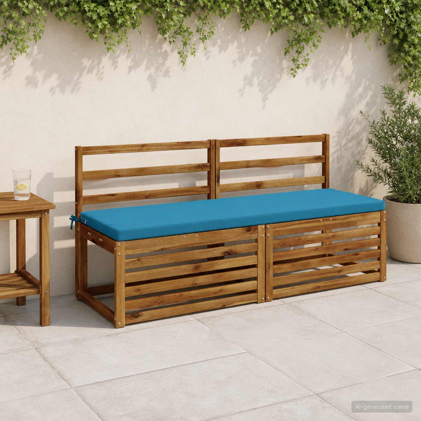 Bench Cushion SOEST 100% Polyester Light Blue 140 x 50 x 5 cm