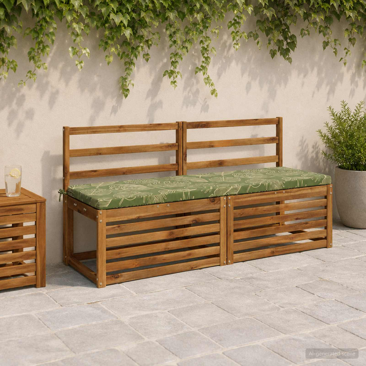 Bench Cushions SOEST 2 pcs 100% Polyester Leaf Design