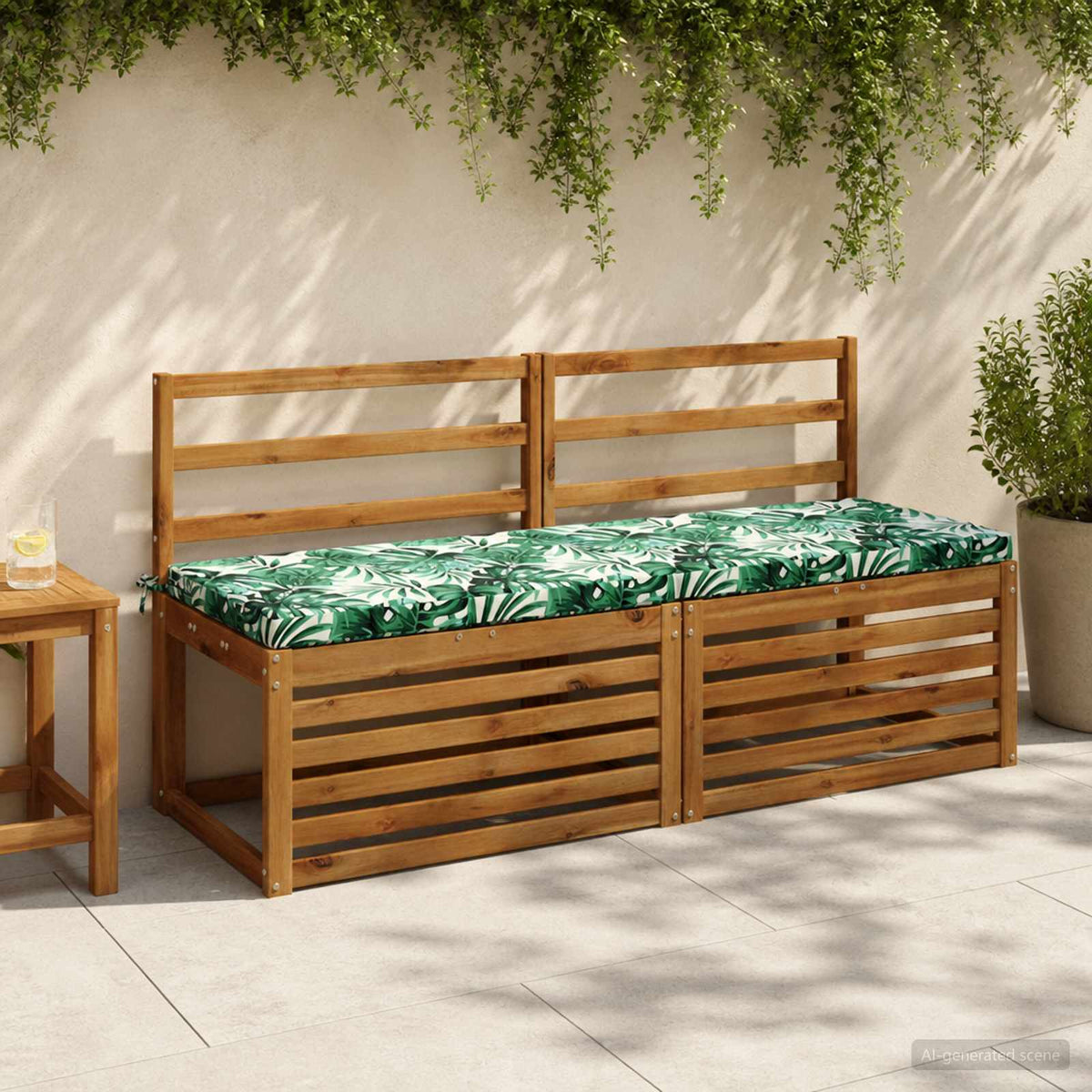 Bench Cushions SOEST 2 pcs 100% Polyester Leaf Pattern