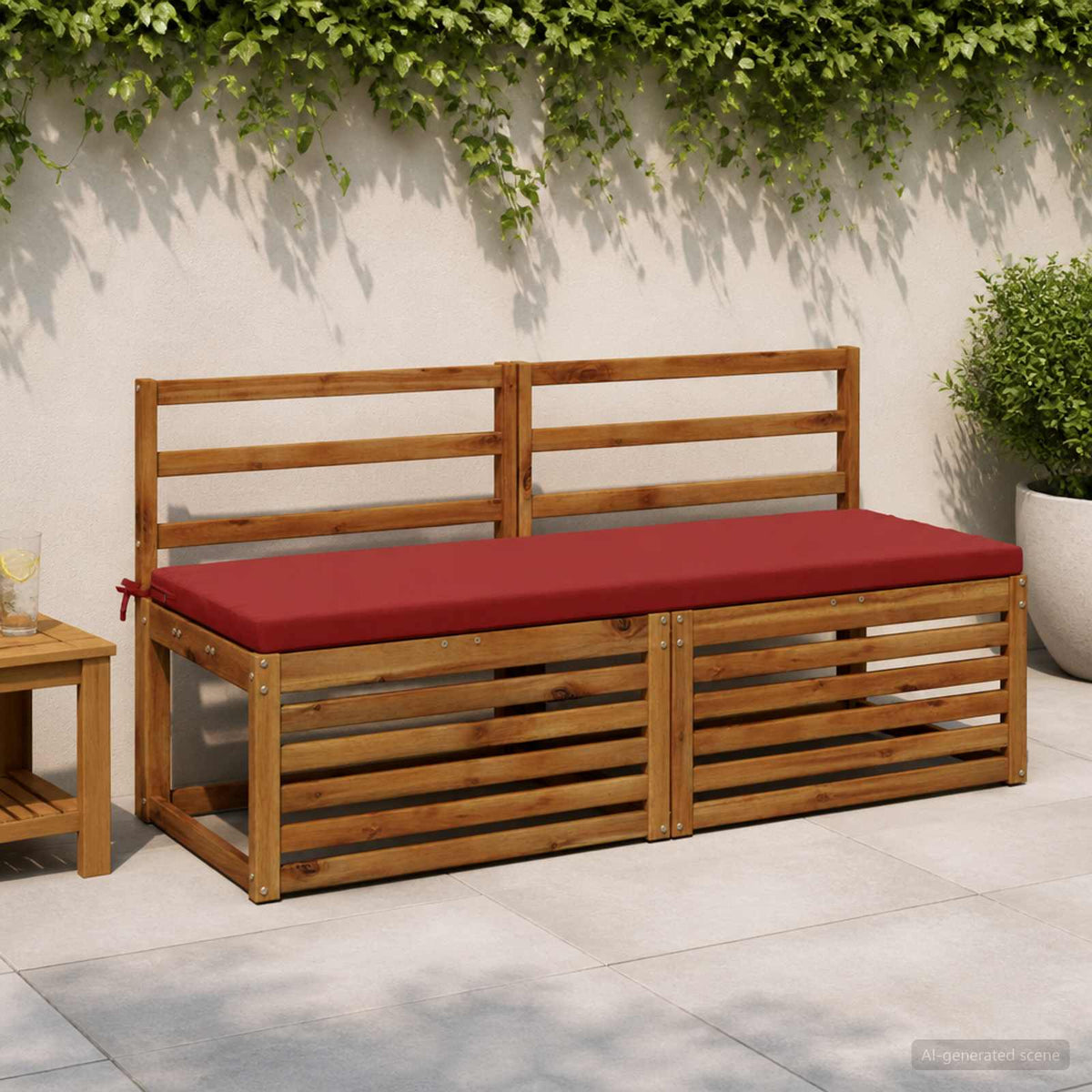 Bench Cushion SOEST 100% Polyester Wine Red 140 x 50 x 5 cm