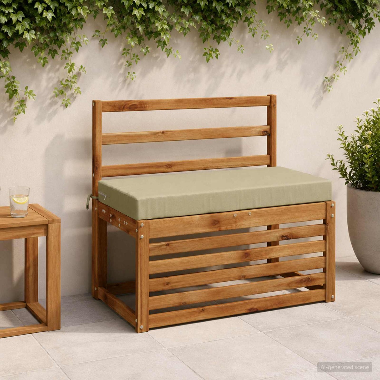 Bench Cushion SOEST 100% Polyester Light Green 80 x 40 x 8 cm