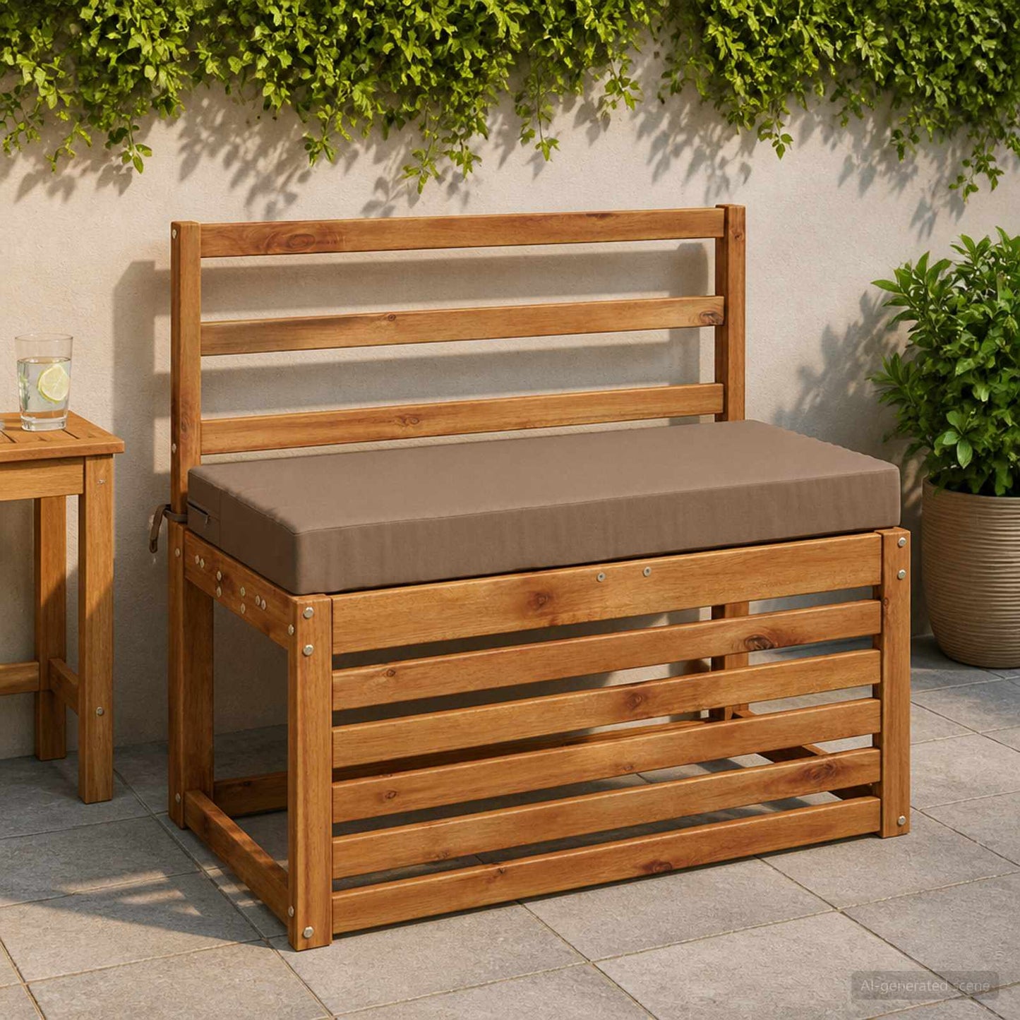 Bench Cushion SOEST 100% Polyester Taupe 60 x 40 x 8 cm