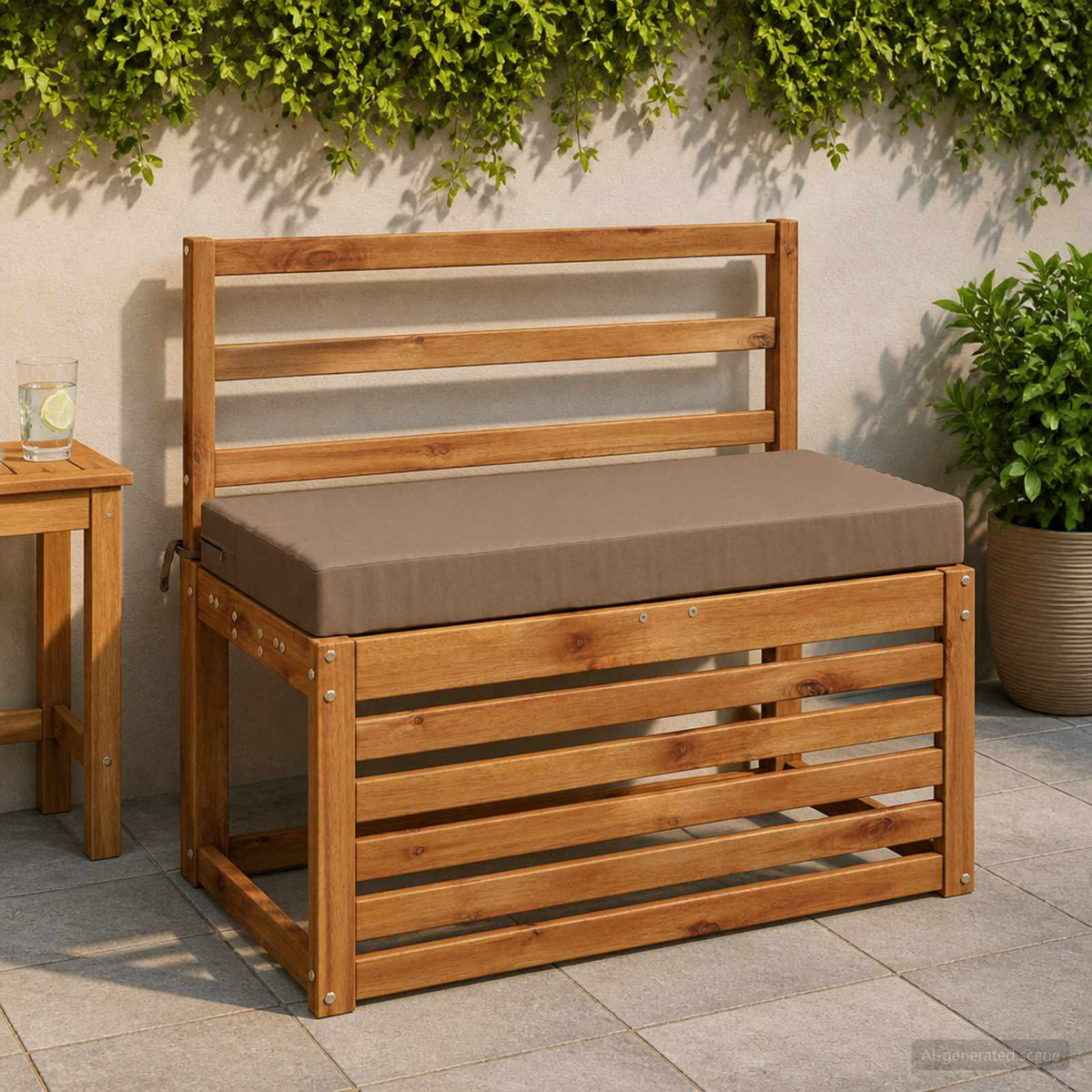 Bench Cushion SOEST 100% Polyester Taupe 60 x 40 x 8 cm