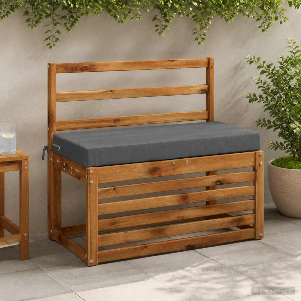 Bench Cushion SOEST 100% Polyester Blue 60 x 40 x 8 cm