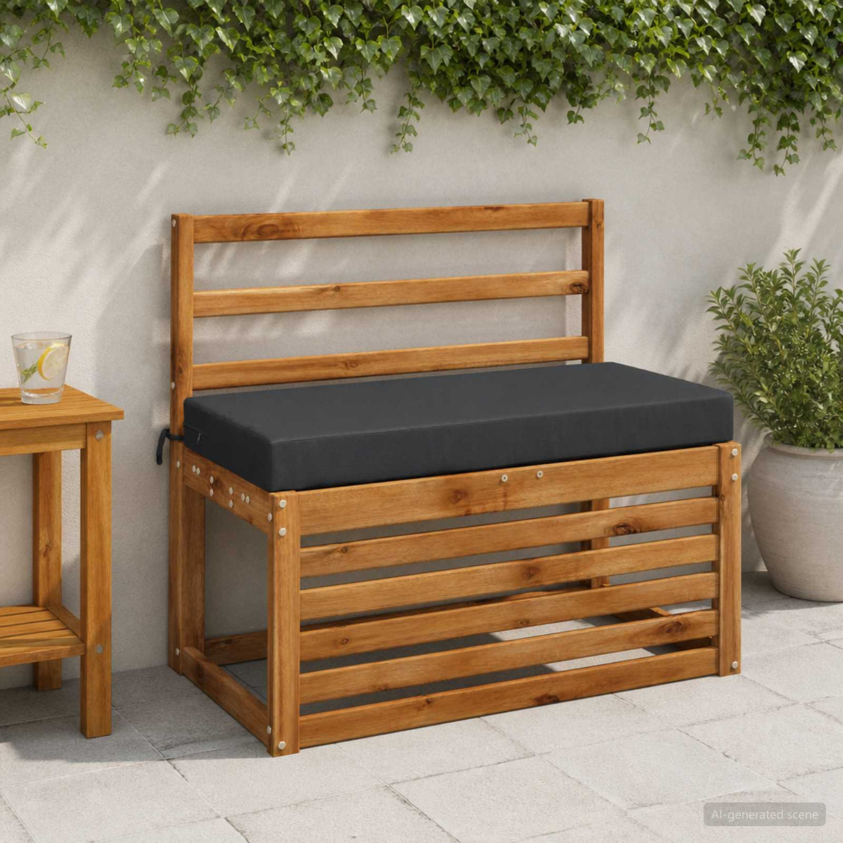Bench Cushion SOEST 100% Polyester Dark Blue 80 x 40 x 8 cm