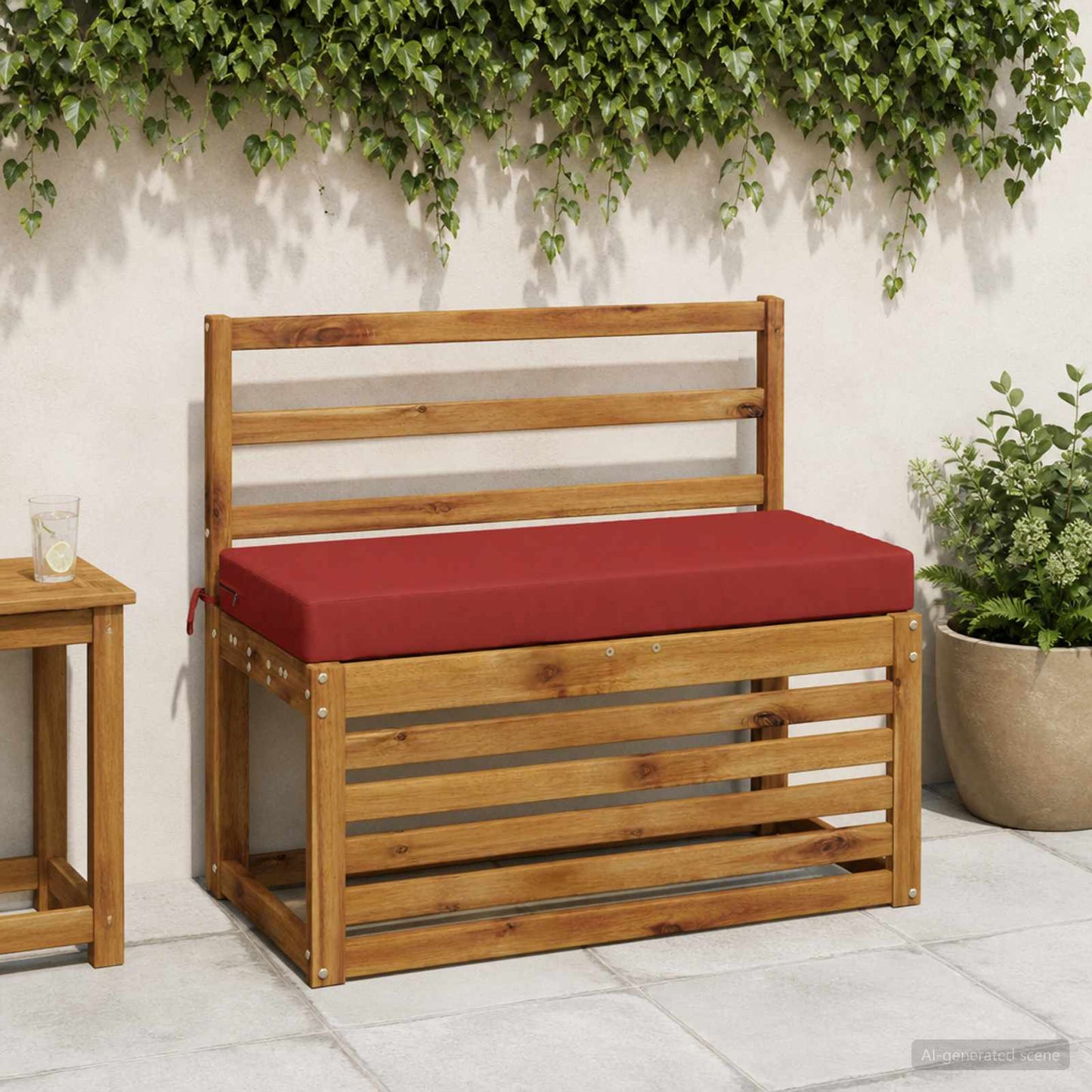 Bench Cushion SOEST 100% Polyester Red 60 x 40 x 8 cm