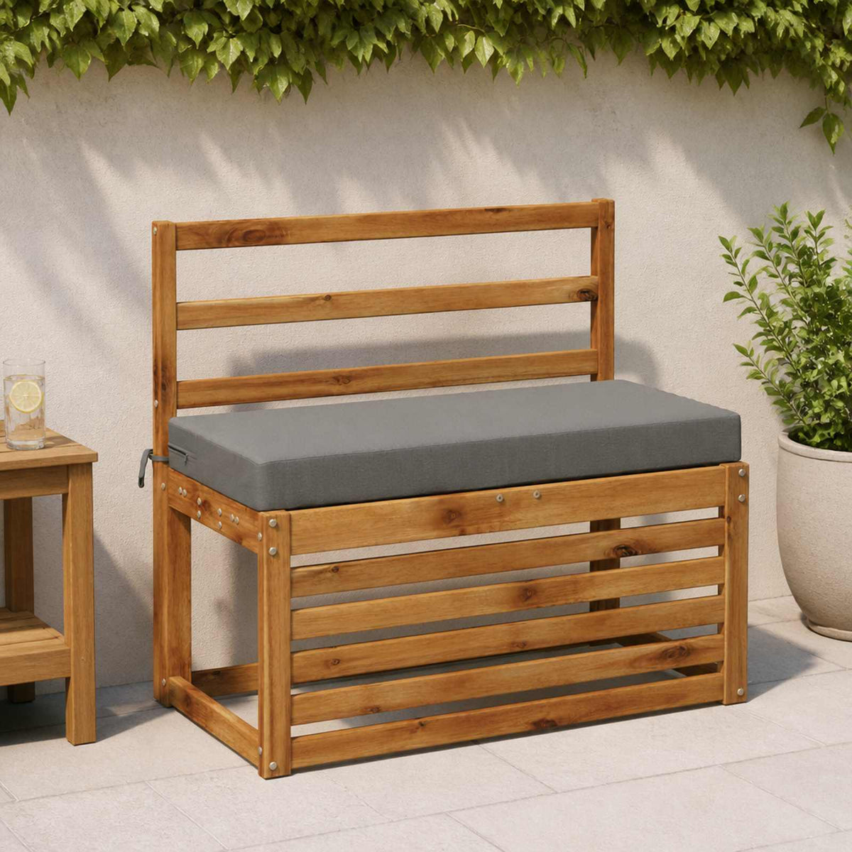 Bench Cushions SOEST 2 pcs 100% Polyester Grey 60 x 40 x 8 cm