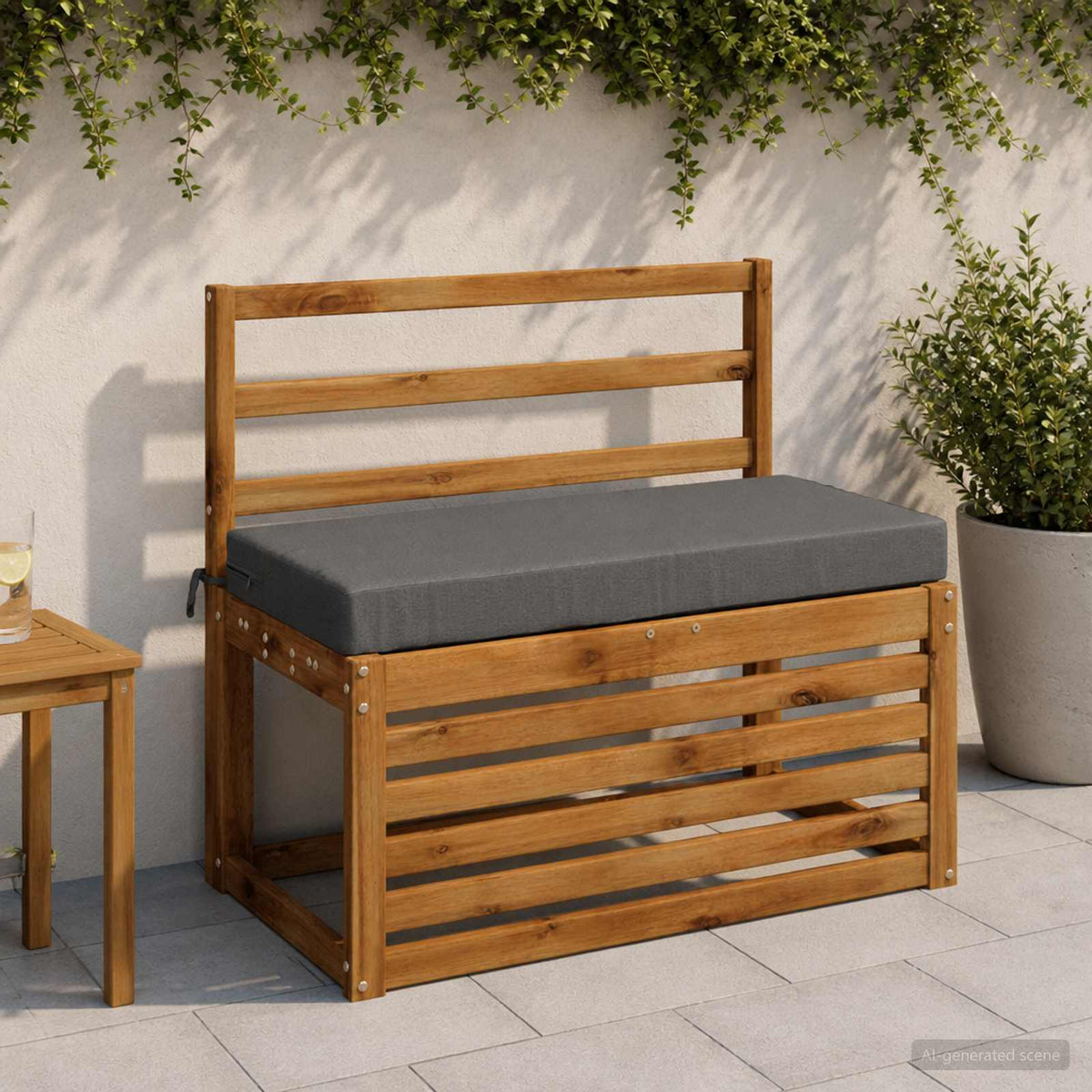 Bench Cushion SOEST 100% Polyester Grey 60 x 40 x 8 cm
