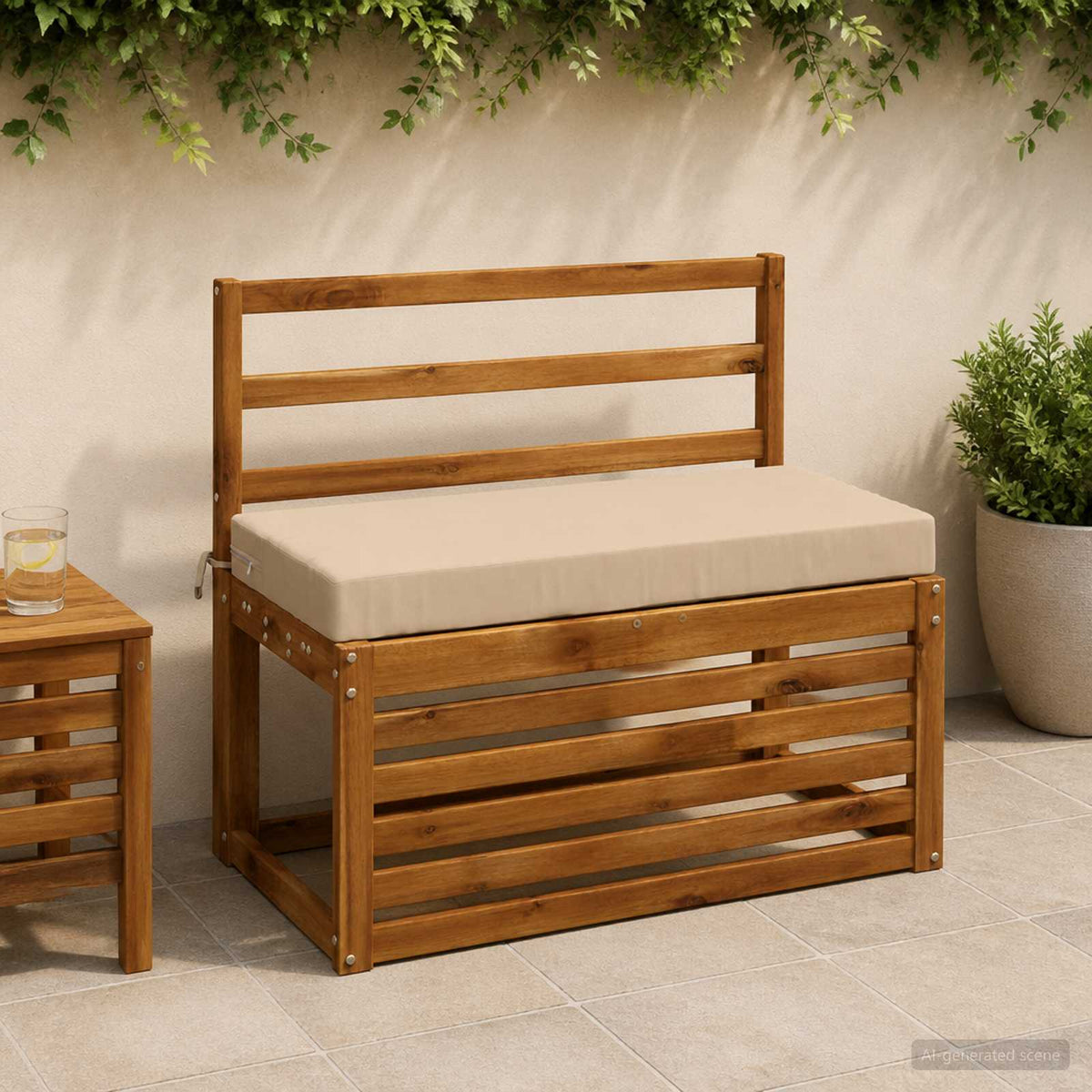 2-Piece Bench Cushions SOEST 2 pcs 100% Polyester Cream