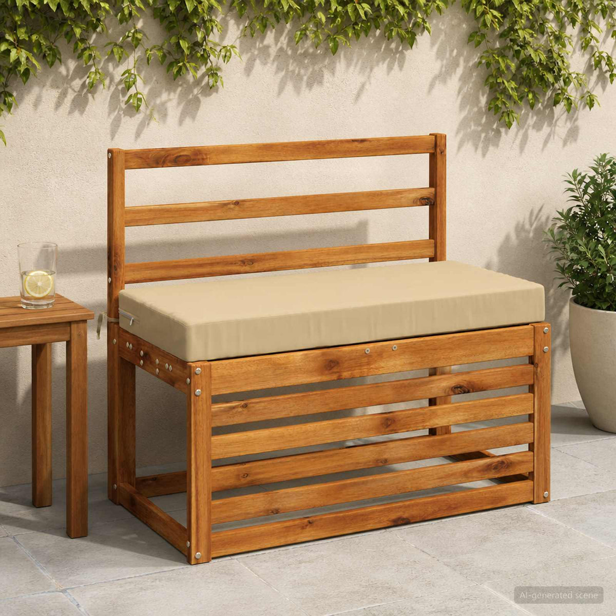 Bench Cushion SOEST 100% Polyester Beige 80 x 40 x 8 cm