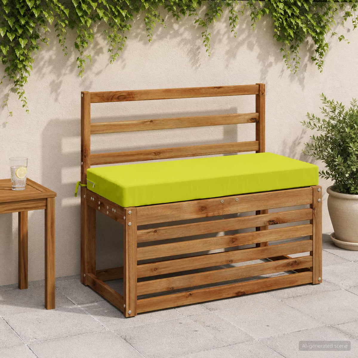 Bench Cushion SOEST 100% Polyester Bright Green 80 x 40 x 8 cm