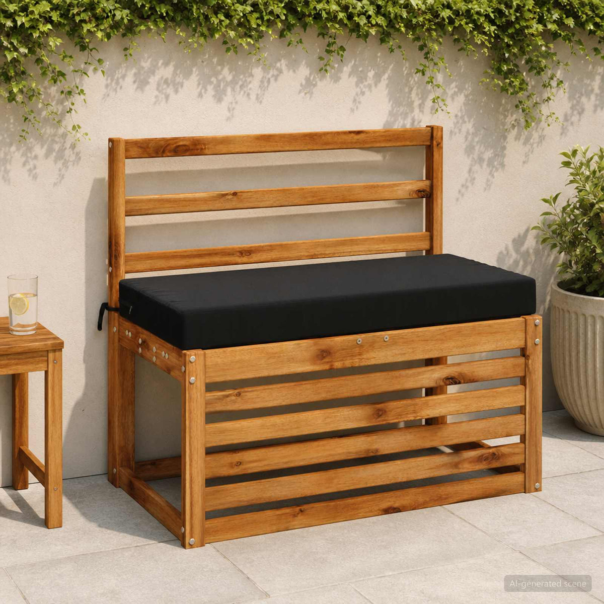Bench Cushions SOEST 2 pcs 100% Polyester Black 80 x 40 x 8 cm
