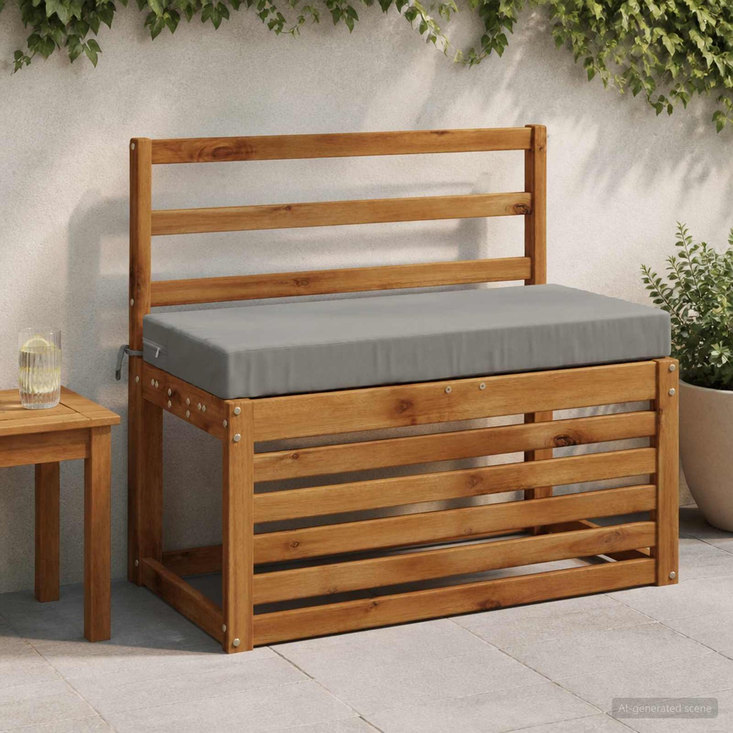 Bench Cushion SOEST 100% Polyester Grey 60 x 40 x 8 cm