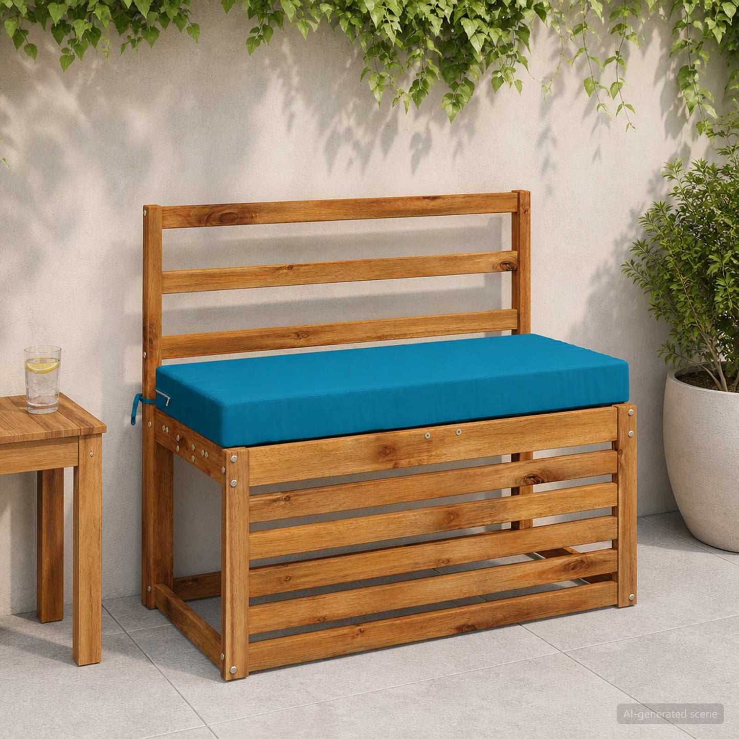 Bench Cushion SOEST 100% Polyester Light Blue 80 x 40 x 8 cm