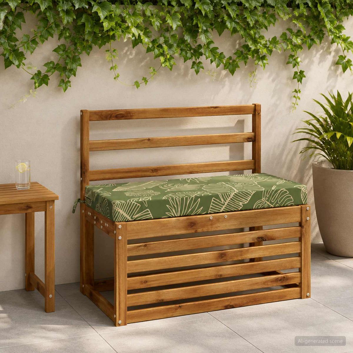 Bench Cushions SOEST 2 pcs 100% Polyester Leaf Design