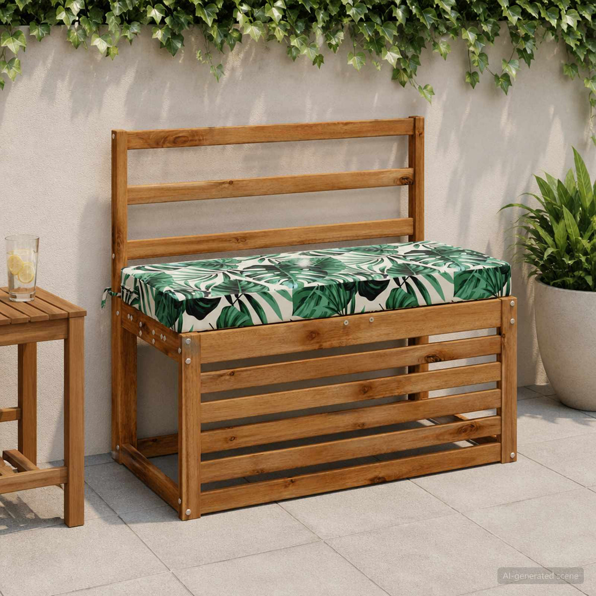 Bench Cushions SOEST 2 pcs 100% Polyester Leaf Pattern