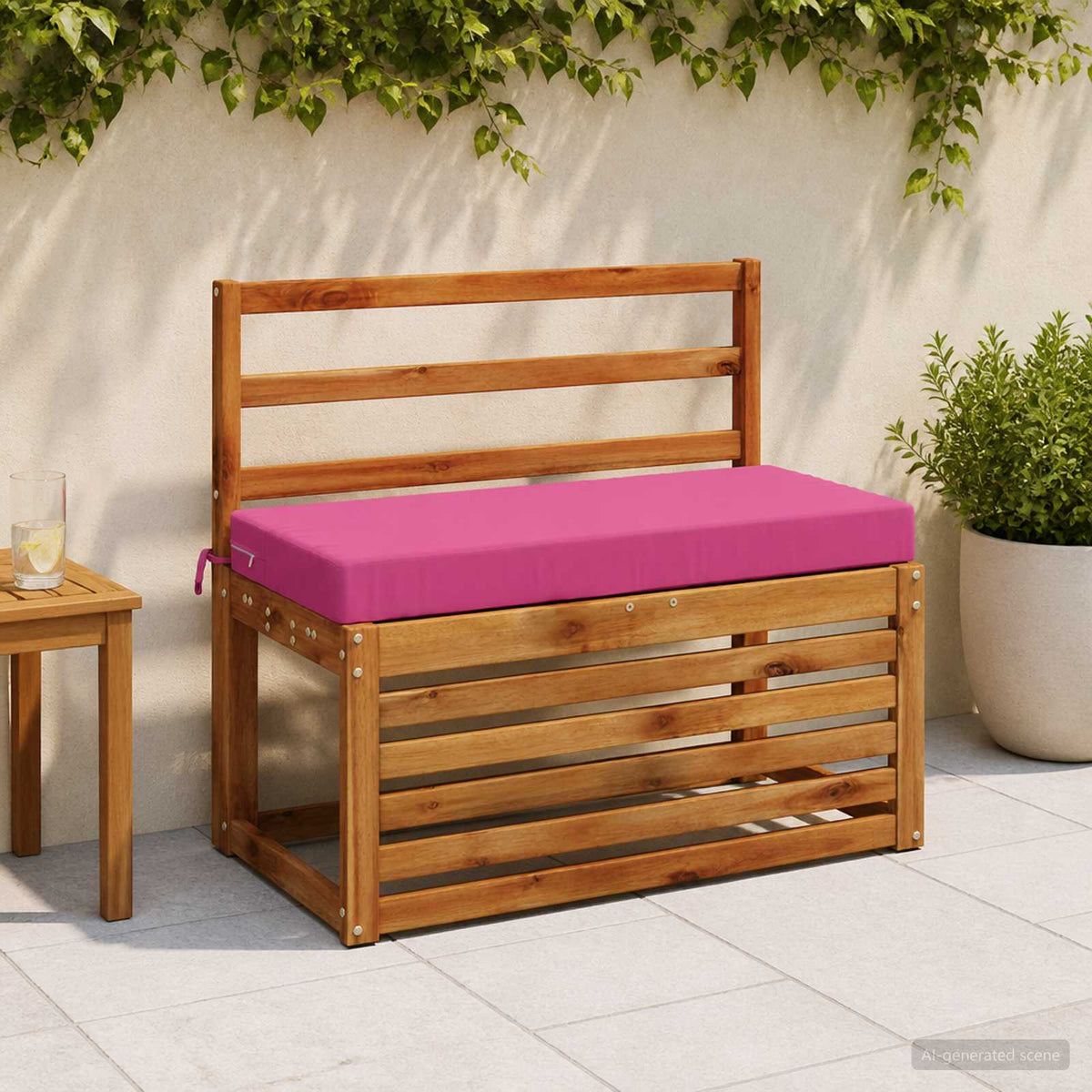 Bench Cushion SOEST 100% Polyester Pink 60 x 40 x 8 cm