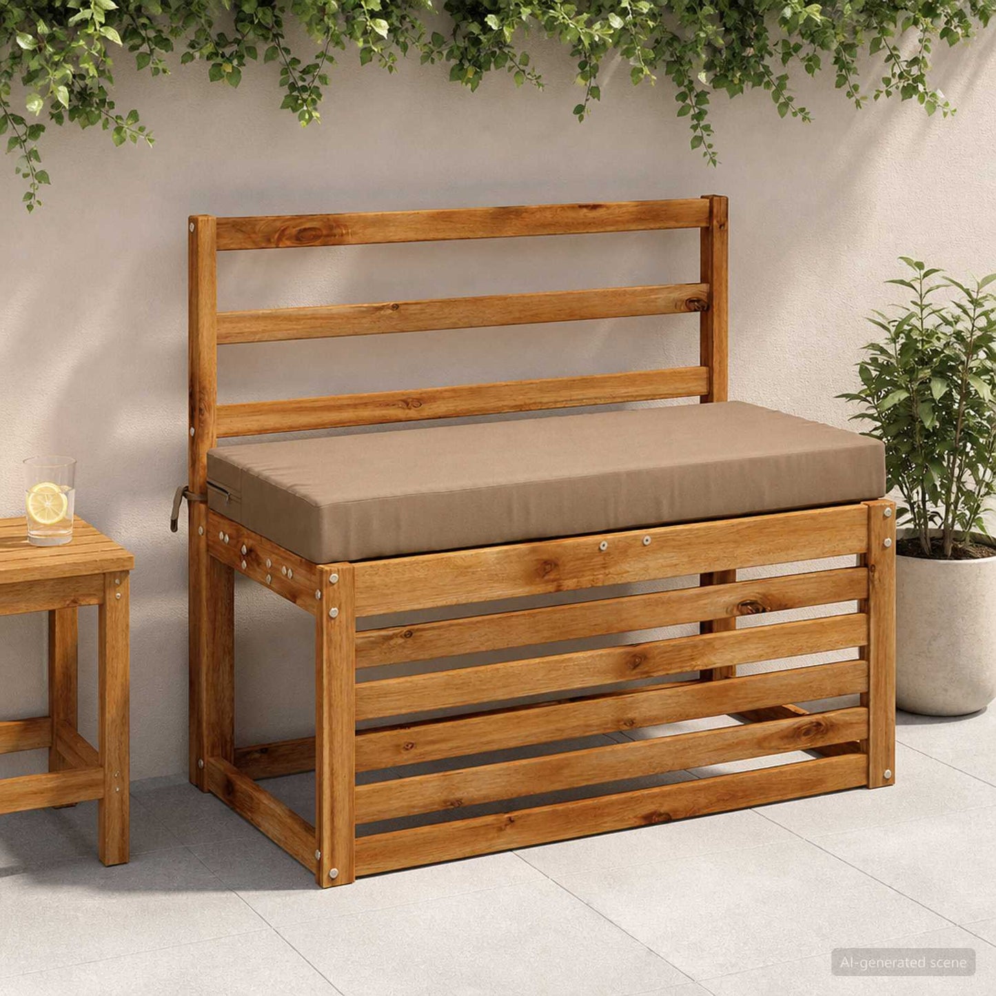 Bench Cushion SOEST 100% Polyester Taupe 80 x 40 x 8 cm